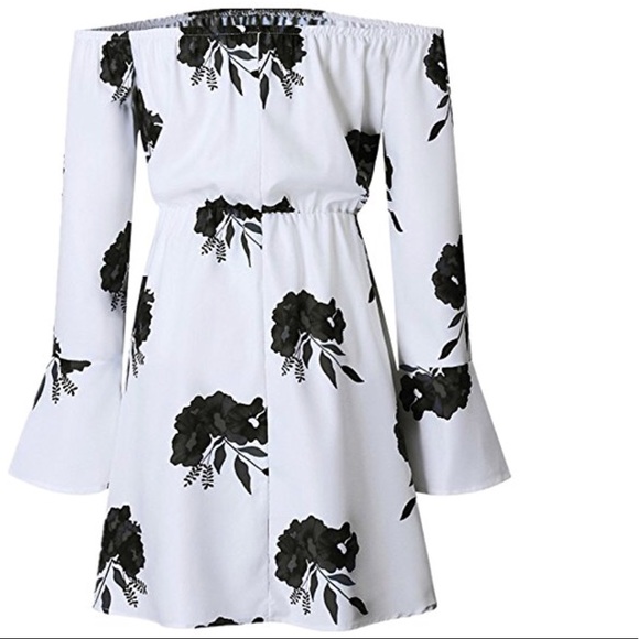 women off shoulder floral print mini dress - Picture 3 of 7